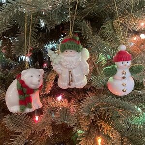 Lenox Porcelain Knit Warmest Wishes Ornaments Set of 3